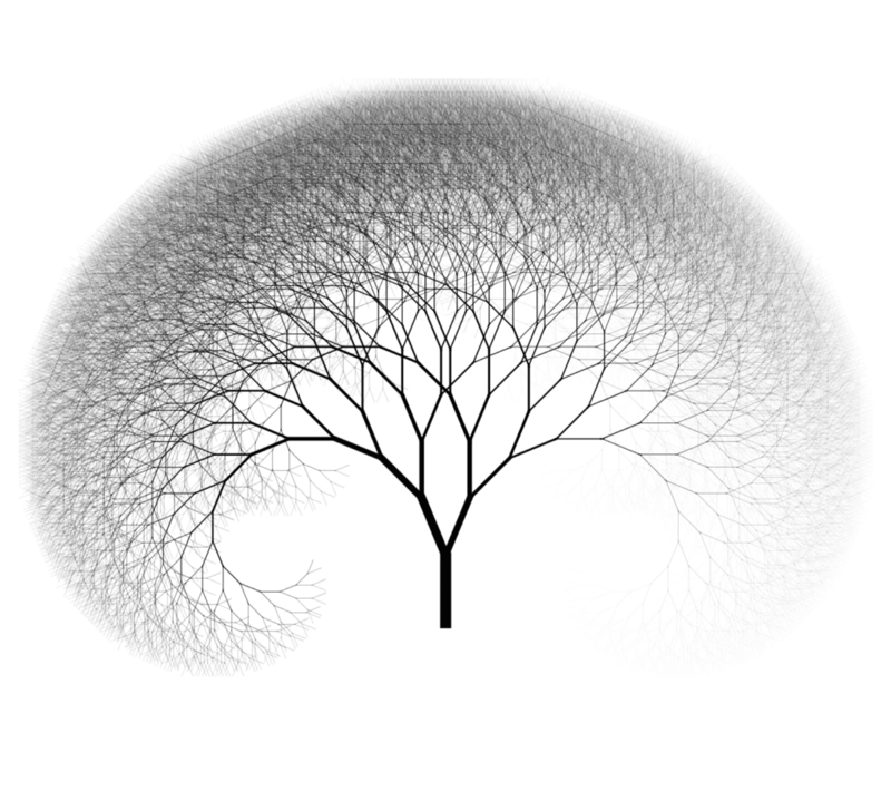 A visualization of a tree data structure with infinite leaves and branches.