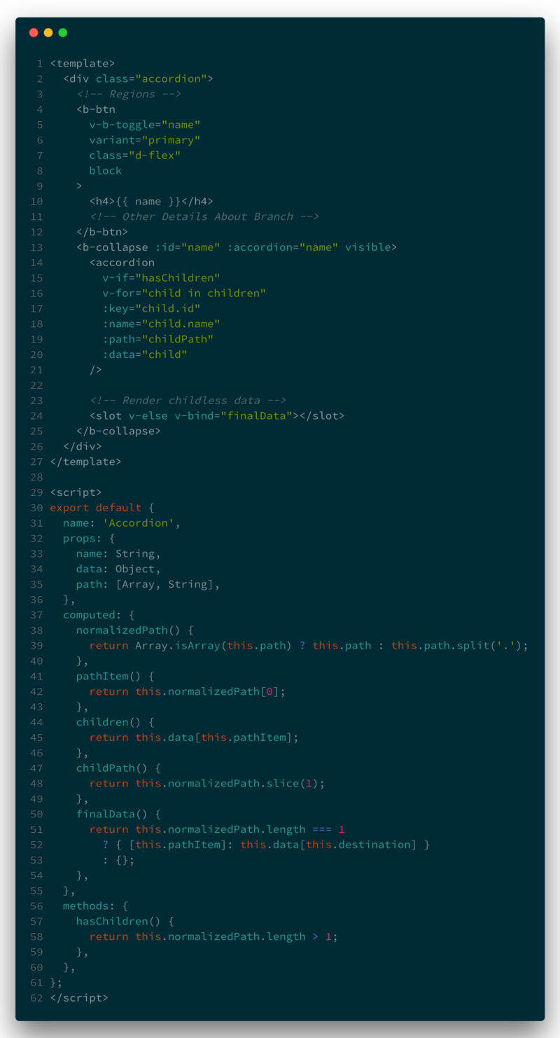 This is a screenshot of code and inaccessible. To see the source code, please visit: https://github.com/kylemh/recursive_vue_component